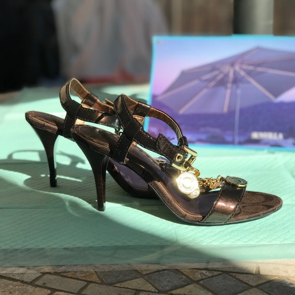 Coach Signature-C Patent Leather High Heels in Dark Brown Size 6.5 - Picture 4 of 11